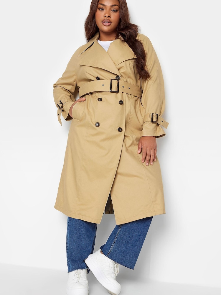 Yours Curve Natural Traditional Trench Coat - Image 2 of 5