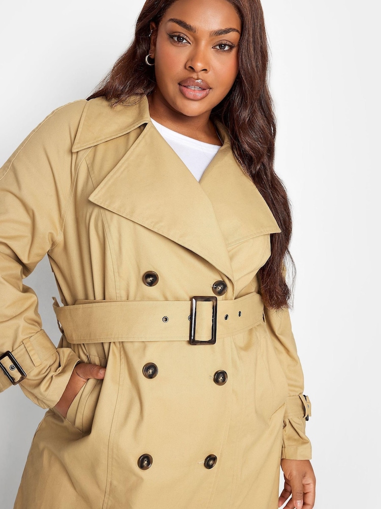 Yours Curve Natural Traditional Trench Coat - Image 5 of 5
