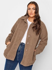 Yours Curve Brown Teddy Fleece - Image 2 of 6