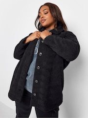 Yours Curve Black Teddy Fleece - Image 3 of 4