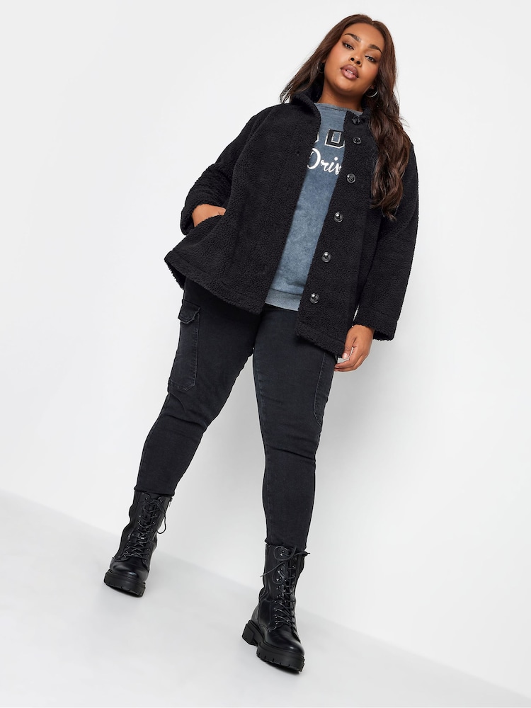 Yours Curve Black Teddy Fleece - Image 4 of 4