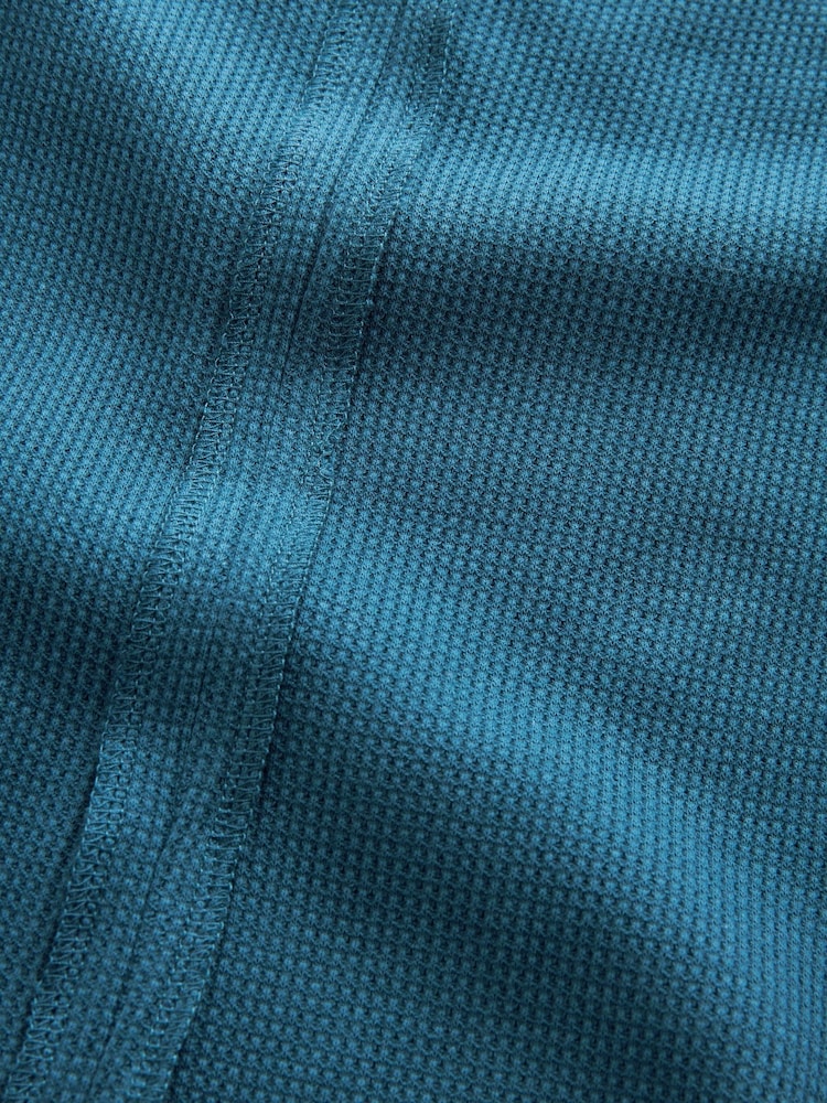Teal Blue Seam Detail Waffle 100% Cotton Top - Image 6 of 6