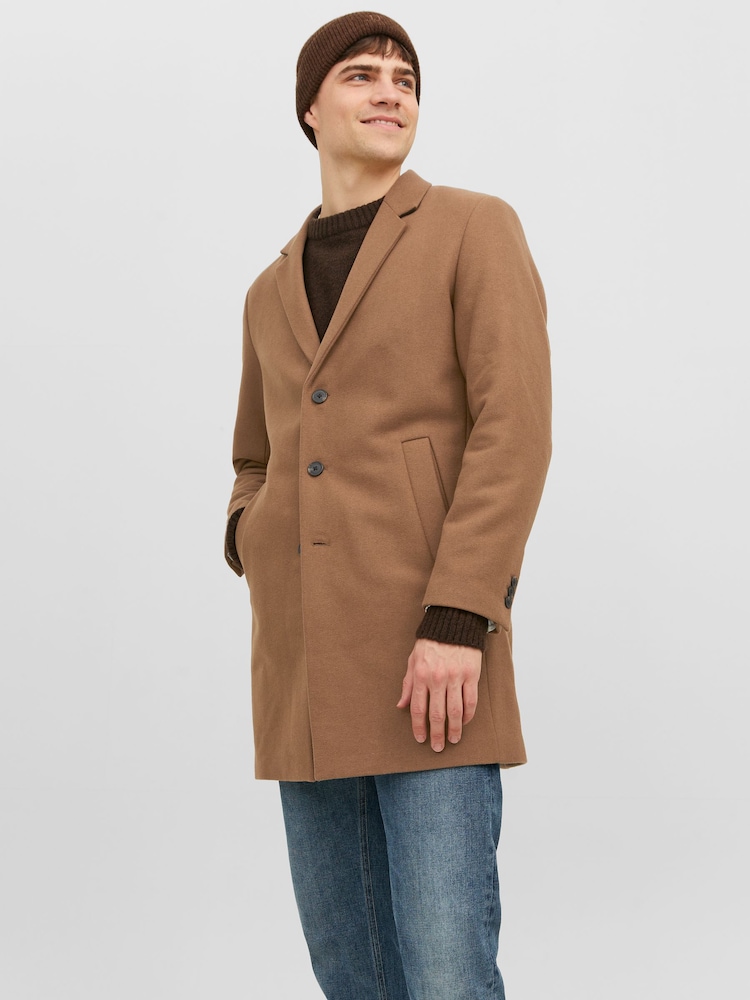 JACK & JONES Light Brown Tailored Smart Wool Coat - Image 1 of 5