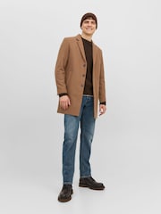 JACK & JONES Light Brown Tailored Smart Wool Coat - Image 3 of 5