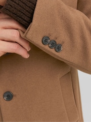 JACK & JONES Light Brown Tailored Smart Wool Coat - Image 4 of 5