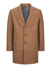 JACK & JONES Light Brown Tailored Smart Wool Coat - Image 5 of 5
