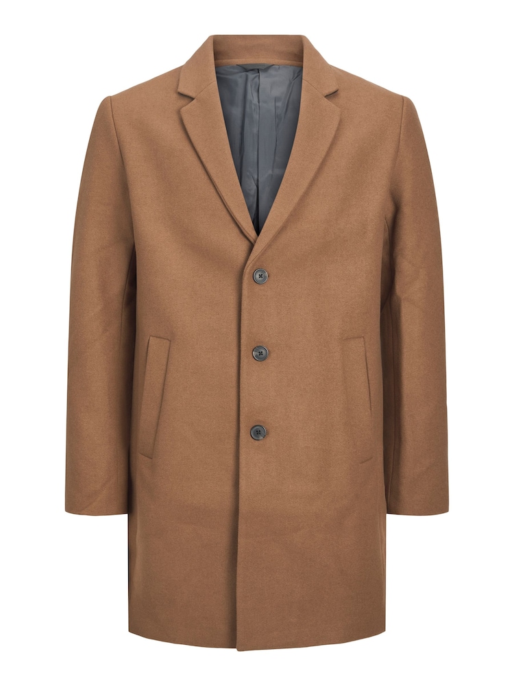 JACK & JONES Light Brown Tailored Smart Wool Coat - Image 5 of 5