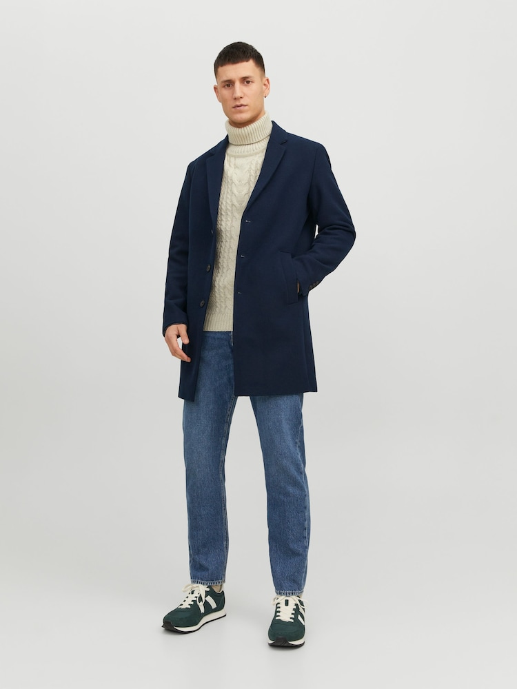 JACK & JONES Blue Tailored Smart Wool Coat - Image 2 of 5