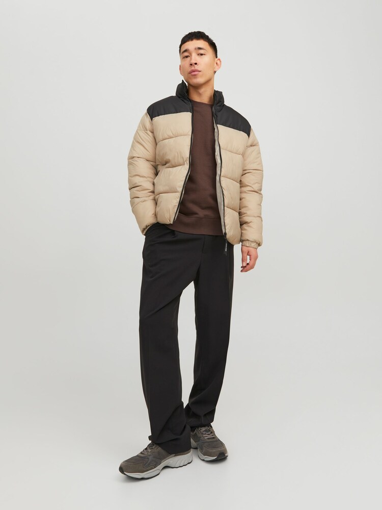 JACK & JONES Cream Quilted Padded Collarless Jacket - Image 2 of 5 JACK & JONES Cream Quilted Padded Collarless Jacket - Image 2 of 5