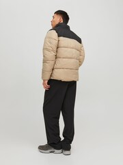 JACK & JONES Cream Quilted Padded Collarless Jacket - Image 3 of 5