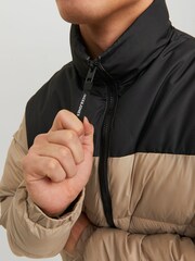 JACK & JONES Cream Quilted Padded Collarless Jacket - Image 4 of 5