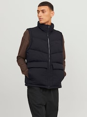 JACK & JONES Black Padded Pocket Detail Gilet - Image 1 of 6
