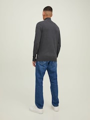 JACK & JONES Grey Quarter Zip Knitted Jumper - Image 2 of 5