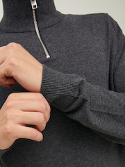 JACK & JONES Grey Quarter Zip Knitted Jumper - Image 4 of 5