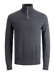 JACK & JONES Grey Quarter Zip Knitted Jumper - Image 5 of 5