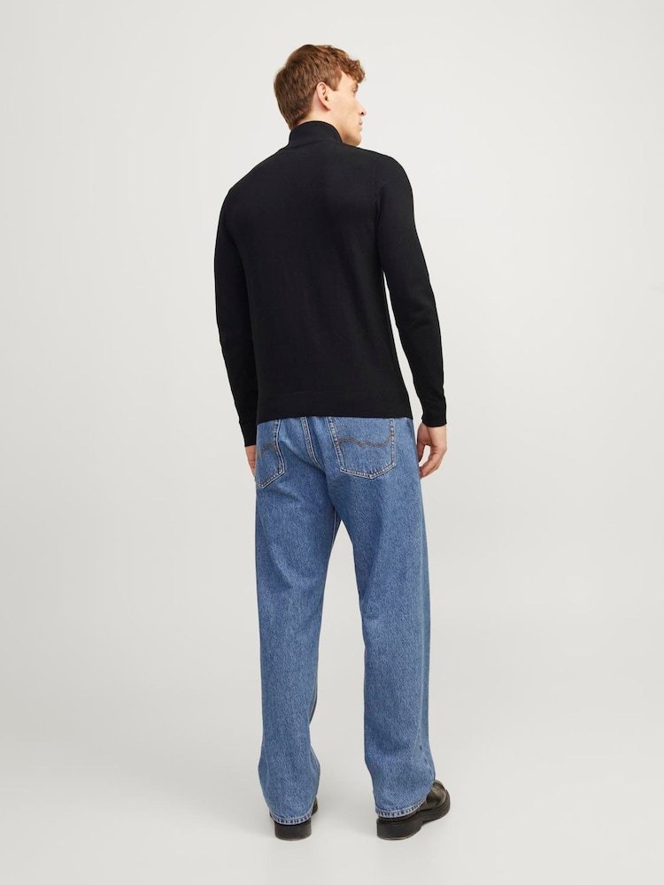 JACK & JONES Black Quarter Zip Knitted Jumper - Image 2 of 7