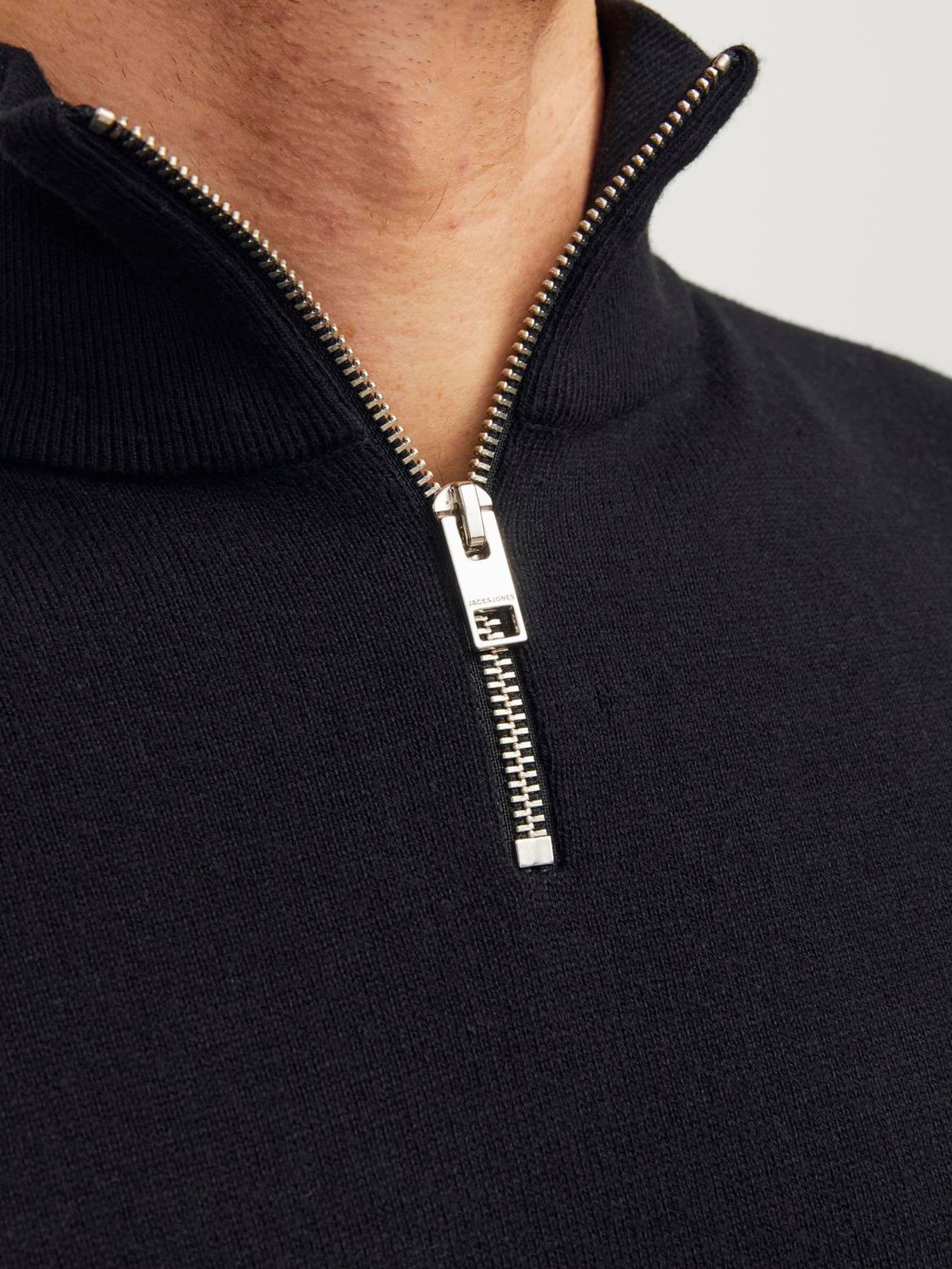 Buy JACK & JONES Black Quarter Zip Knitted Jumper from Next USA
