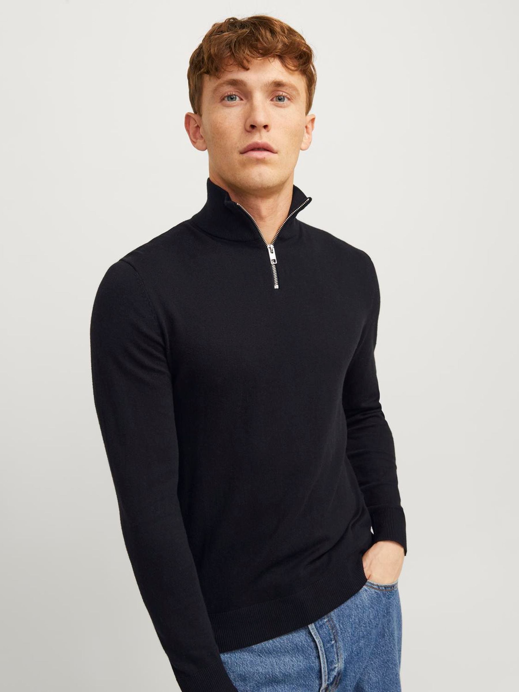 Buy JACK & JONES Black Quarter Zip Knitted Jumper from Next USA