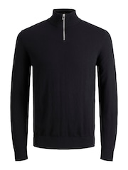JACK & JONES Black Quarter Zip Knitted Jumper - Image 7 of 7