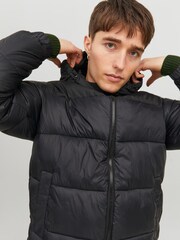 JACK & JONES Black Hooded Padded Coat - Image 4 of 8