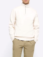 River Island 100% Cotton Lumiere Guler înalt Zip Up Hanorac - Image 1 of 6