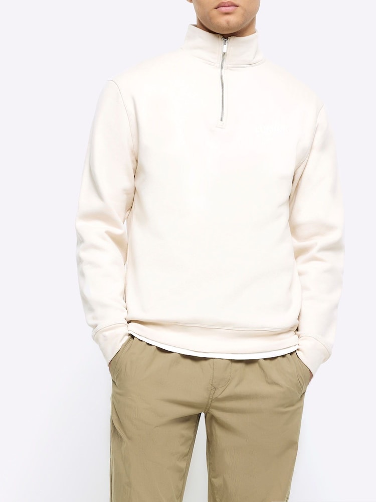 River Island 100% Cotton Lumiere Guler înalt Zip Up Hanorac - Image 1 of 6
