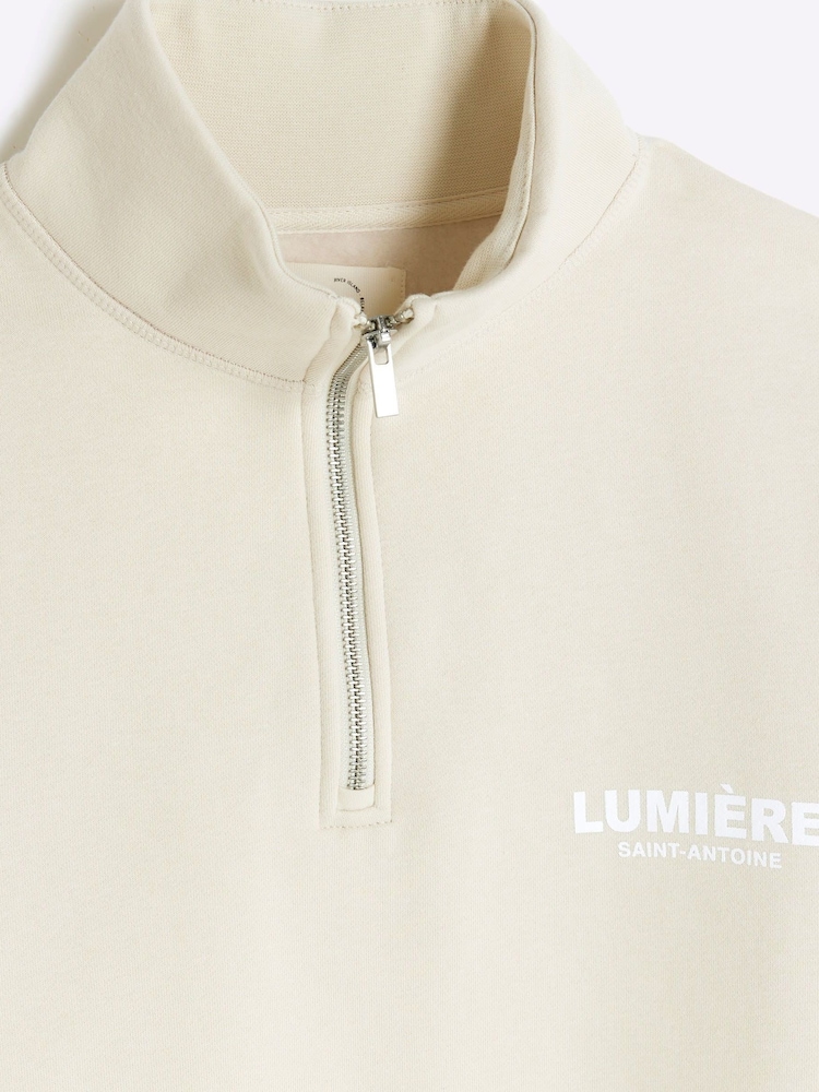 River Island 100% Cotton Lumiere Guler înalt Zip Up Hanorac - Image 6 of 6