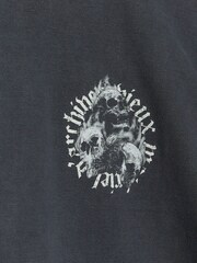 River Island Black Oversized 100% Cotton Gothic Washed Skull T-Shirt - Image 5 of 5