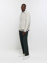 River Island Natural 100% Cotton Popper Front Overshirt - Image 3 of 5