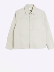 River Island Natural 100% Cotton Popper Front Overshirt - Image 4 of 5