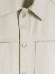 River Island Natural 100% Cotton Popper Front Overshirt - Image 5 of 5