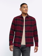 River Island Red 100% Cotton Plaid Check Shirt - Image 1 of 6