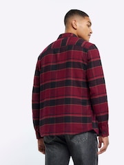 River Island Red 100% Cotton Plaid Check Shirt - Image 2 of 6