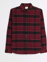 River Island Red 100% Cotton Plaid Check Shirt - Image 5 of 6
