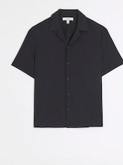 River Island Black 100% Cotton Seersucker Revere Shirt - Image 5 of 6