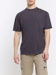 River Island 100% Cotton Washed Roll Sleeve T-Shirt - Imagem 3 de 6