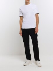 River Island White Muscle Fit 100% Cotton Ringer T-Shirt - Image 3 of 6