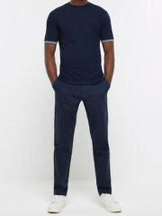 River Island Blue Muscle Fit 100% Cotton Ringer T-Shirt - Image 3 of 6