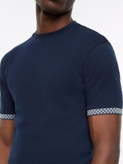 River Island Blue Muscle Fit 100% Cotton Ringer T-Shirt - Image 4 of 6