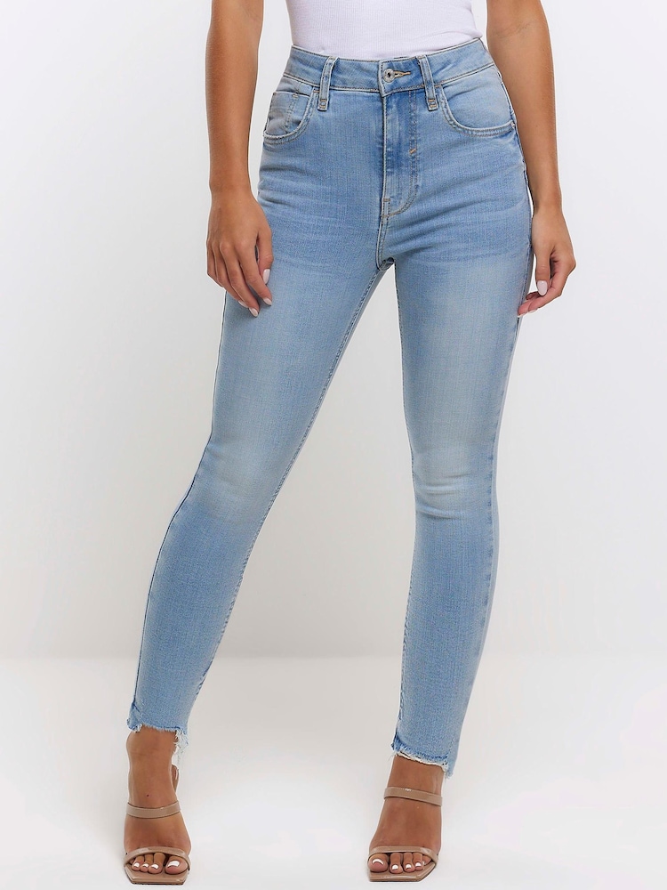 River Island Blue Petite Denim High Waisted Bum Sculpt Jeans - Image 1 of 6