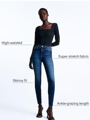 River Island Blue Petite Denim High Waisted Bum Sculpt Jeans - Image 6 of 6