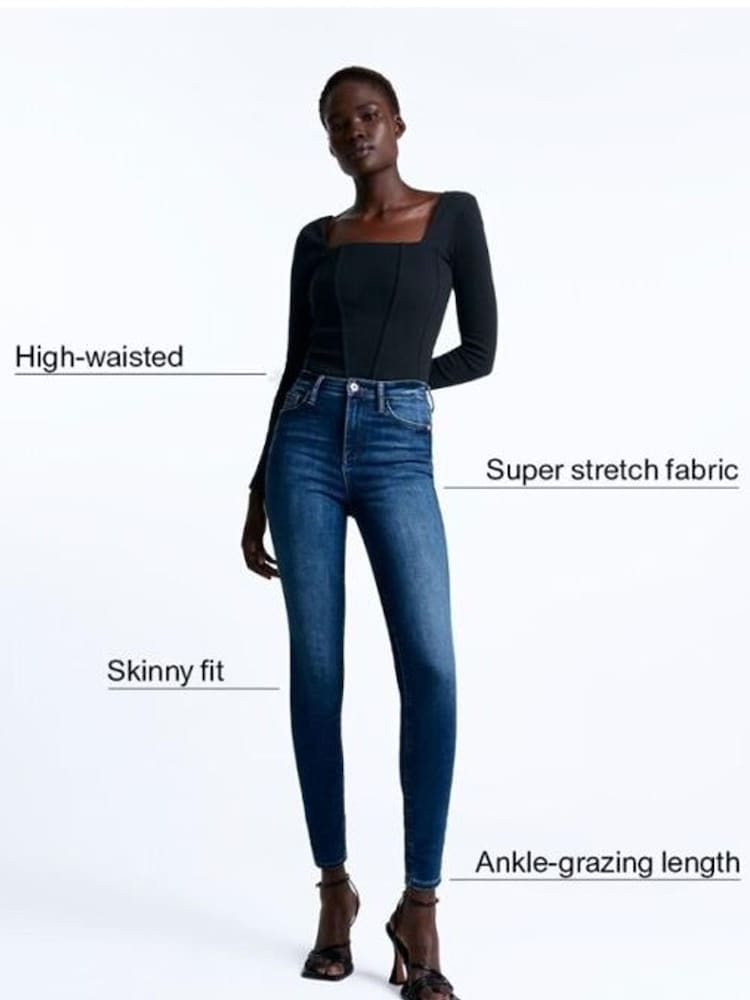 River Island Blue Petite Denim High Waisted Bum Sculpt Jeans - Image 6 of 6