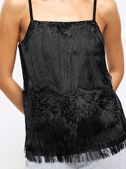 River Island Black Lace Fringe Longline Cami - Image 4 of 6