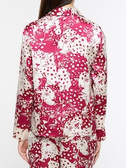 River Island Pink Satin Animal Print Pyjama Shirt - Image 3 of 4