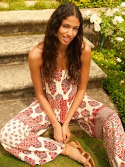 Red Print V-Front Bandeau Top - Image 2 of 6