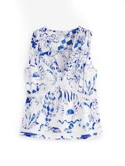 Blue Print Broderie Sleeveless Tie Top - Image 5 of 6