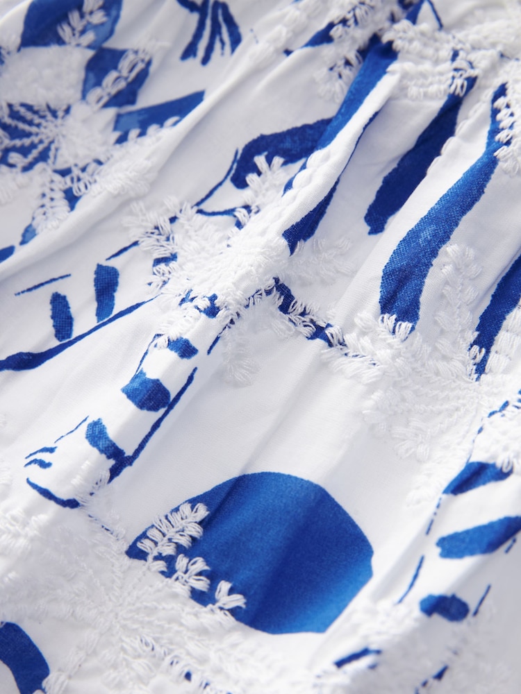 Blue Print Broderie Sleeveless Tie Top - Image 6 of 6