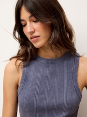 Denim Washed Ribbed Tank - Image 1 of 6