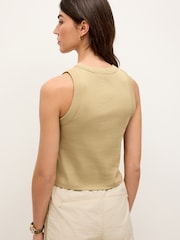 Khaki Green Crochet Racer Ribbed Tank - Image 3 of 7