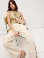 Khaki Green Crochet Racer Ribbed Tank - Image 6 of 7